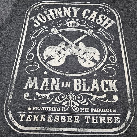 Gray Johnny Cash 50/50 Cotton Poly Blend T-Shirt Man In Black Size Large - Picture 2 of 6